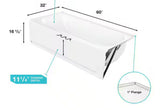 Maui Plus 60 in. Right Drain Rectangular Alcove Soaking Bathtub in White