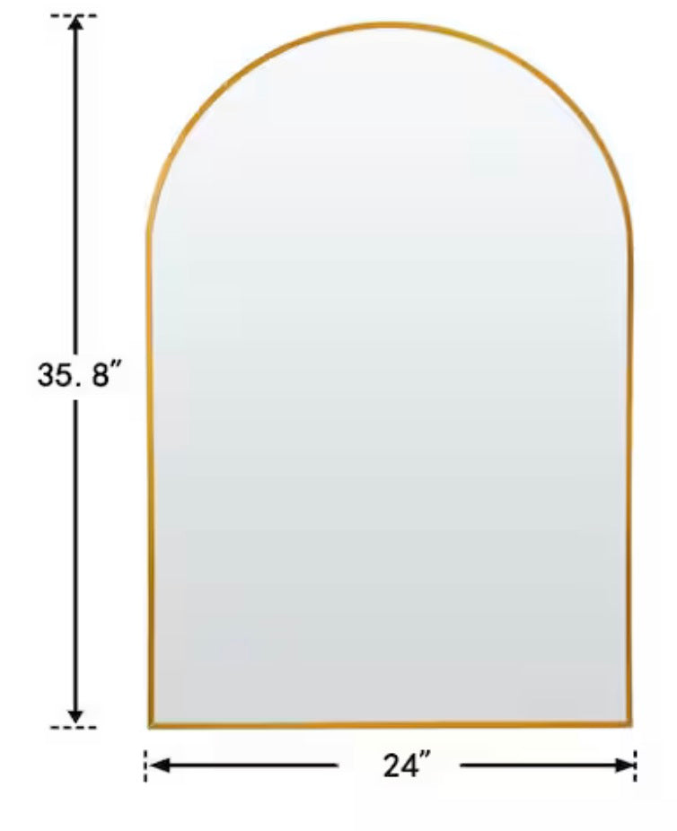 Aluminum Slim Frame Bathroom Mirrors Gold Arch 24 in. W x 36 in. H Arched Corner