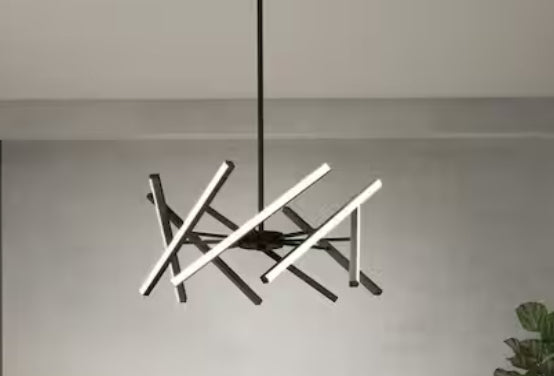 Malibu 30-Watt 1 Light Black Modern 3 CCT Integrated LED Pendant Light Fixture for Dining Room or Kitchen