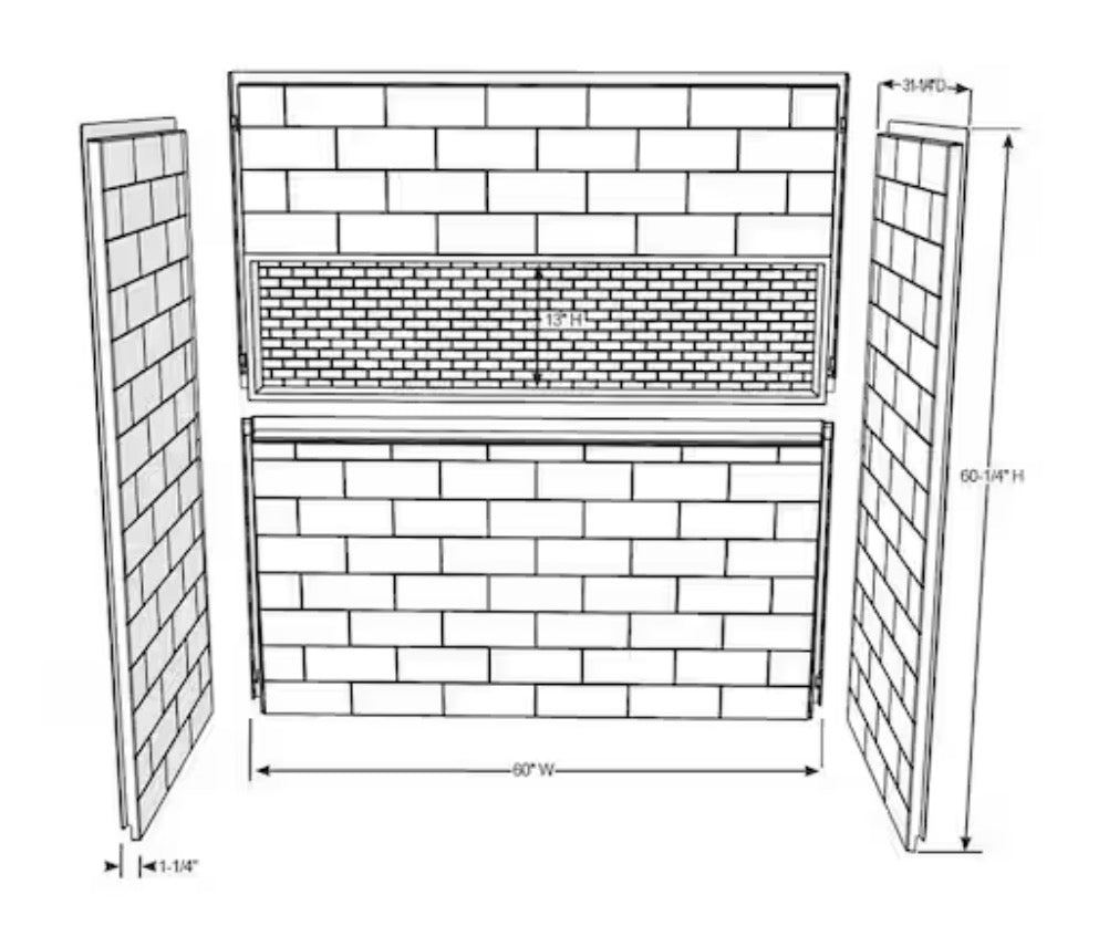 NexTile 32 in. W 60 in. H Composite Direct-to-Stud Four-Piece Alcove Tub Wall Kit in White