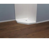 Foundations 38 in. L x 38 in. W Corner Shower Pan Base with Corner Drain in White