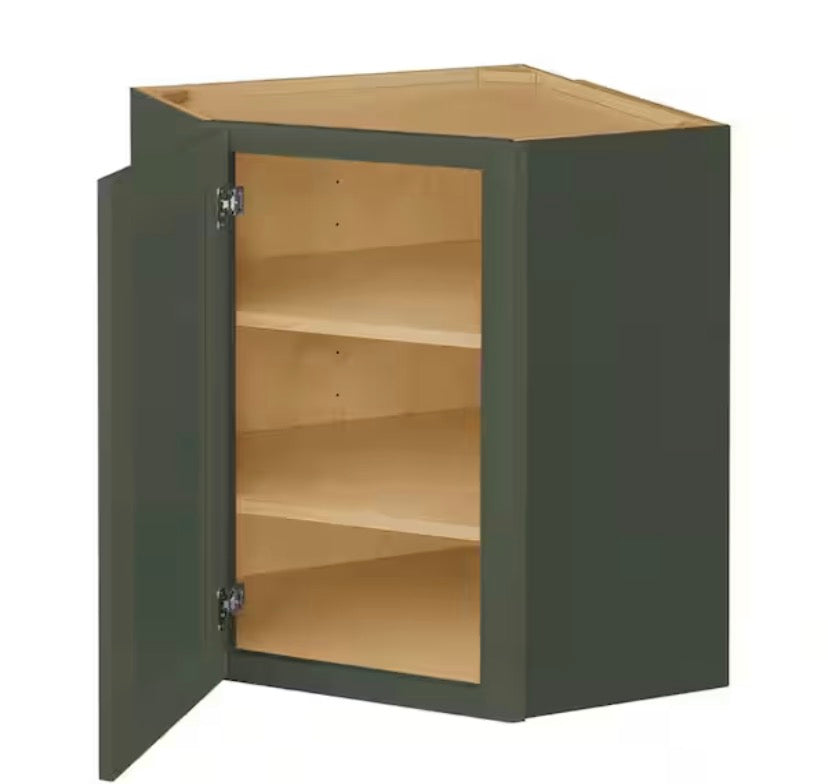 Avondale 24 in. W x 24 in. D x 30 in. H Ready to Assemble Plywood Shaker Diagonal Corner Kitchen Cabinet in Fern Green