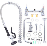 Commercial Restaurant Pull Down 2-Handle Wall Mount Pre-Rinse Spray Utility Kitchen Faucet in Polished Chrome