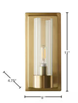 Closmere 5 in. 1-Light Brushed Gold Mid-Century Modern Wall Sconce with Clear Glass Shade