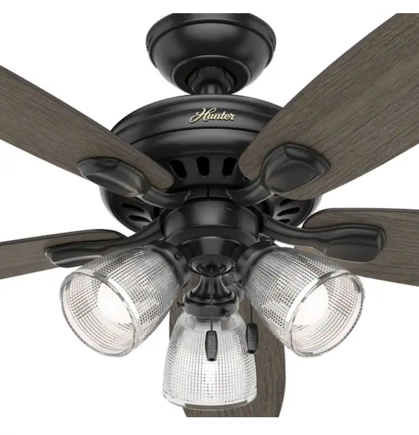 Highbury II 52 in. LED Indoor Matte Black Ceiling Fan with Light Kit