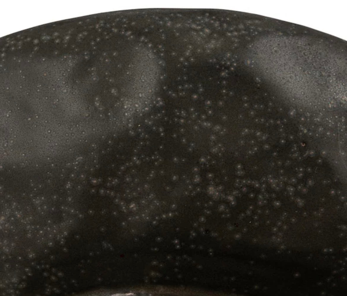 9.5 in. 26 fl. oz. Black Stoneware Footed Serving Bowl with Handles