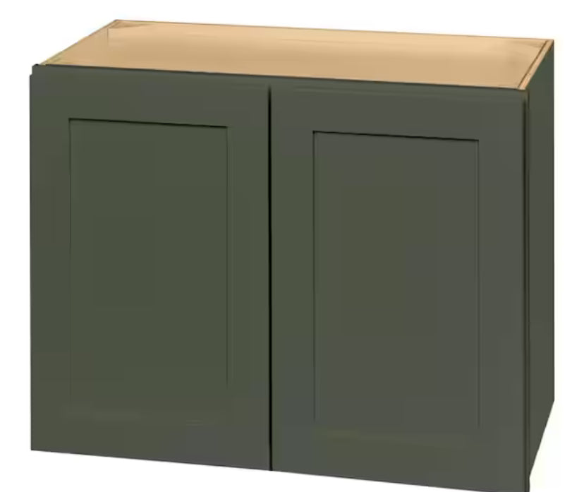 Avondale 30 in. W x 15 in. D x 24 in. H Ready to Assemble Plywood Shaker Wall Bridge Kitchen Cabinet in Fern Green
