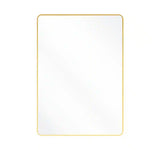 26 in. W x 37.8 in. H Rectangular Aluminum Alloy Framed Rounded Modern Gold Wall Mirror