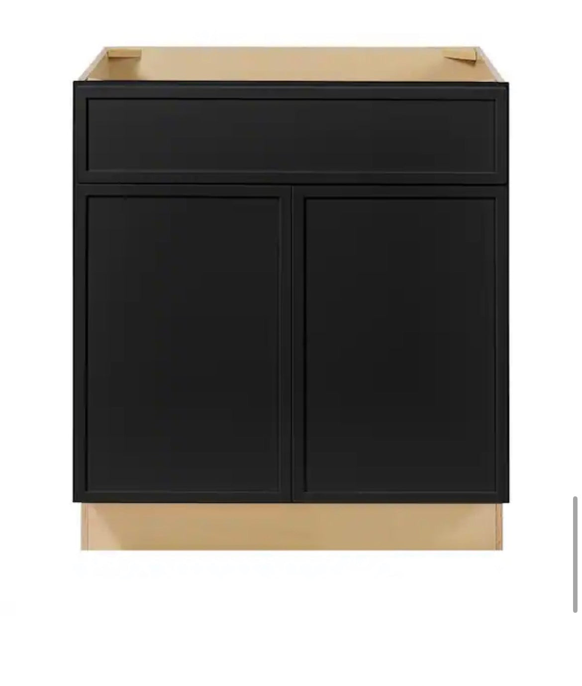 Leyton 30 in. W x 24 in. D x 34.5 in. H Ready to Assemble Plywood Slim Shaker Sink Base Kitchen Cabinet in Raven Black