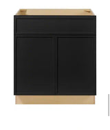Leyton 30 in. W x 24 in. D x 34.5 in. H Ready to Assemble Plywood Slim Shaker Sink Base Kitchen Cabinet in Raven Black