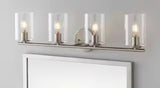 Champlain 31.5 in. 4-Light Brushed Nickel Modern Bathroom Vanity Light with Clear Glass Shades