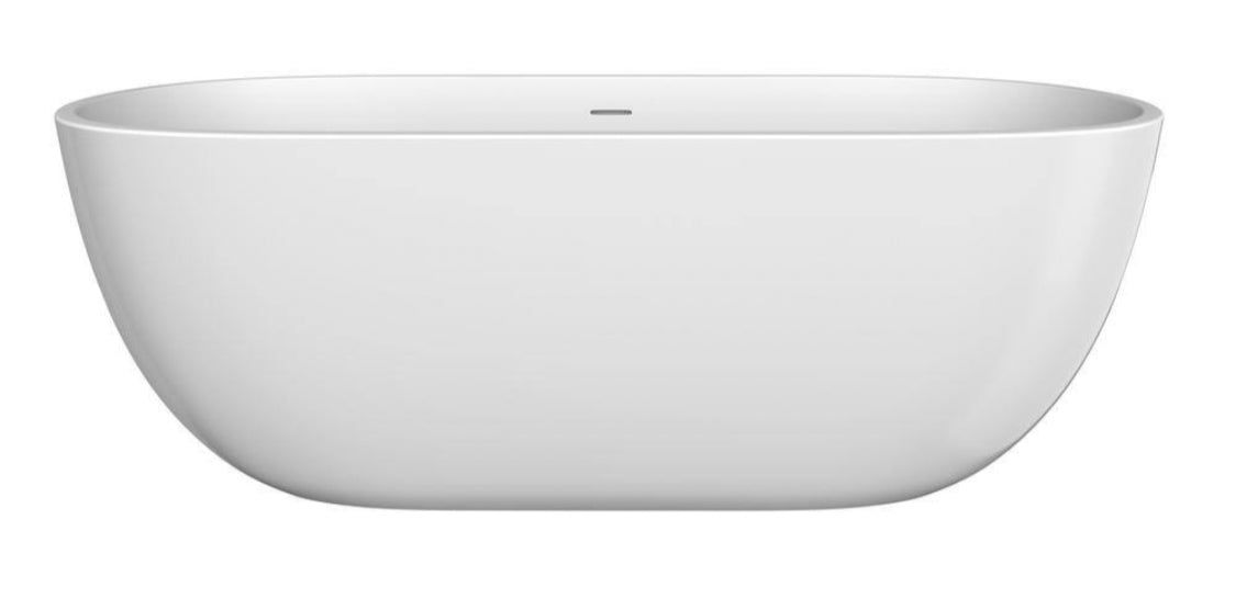 55 in. x 29.5 in. Acrylic Free Standing Soaking Tub Oval Freestanding Tubs Stand Alone Soaker Bathtub in Glossy White