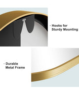 30 in. W x 40 in. H Arched Mirror for Bathroom Entryway Wall Decor Metal Frame Wall Mounted Mirror in Gold 2-Pieces