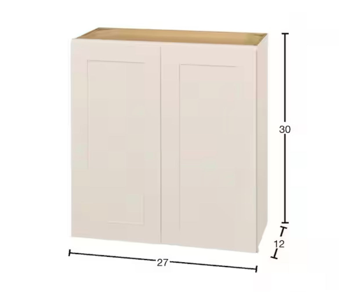 Avondale 27 in. W x 12 in. D x 42 in. H Ready to Assemble Plywood Shaker Wall Kitchen Cabinet in Antique White