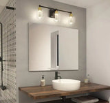 Champagne Globe 26 in. 3 Light Black & Gold Modern Integrated LED 5 CCT Vanity Light Bar for Bathroom with Bubble Glass