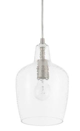 Gillian 1-Light Brushed Nickel Cone Mini Pendant with Clear Hammered Glass, Pendant Light for Kitchen