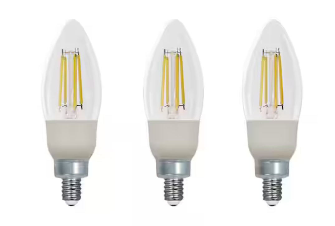 60-Watt Equivalent B11 E12 Candelabra CEC Cage Filament Dusk to Dawn LED Vintage Edison Light Bulb Daylight (3-Pack)