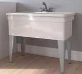 Utilatub Combo 40 in. x 24 in. 33 in. Polypropylene Floor Mount Utility Tub with Pull-Out Faucet in White