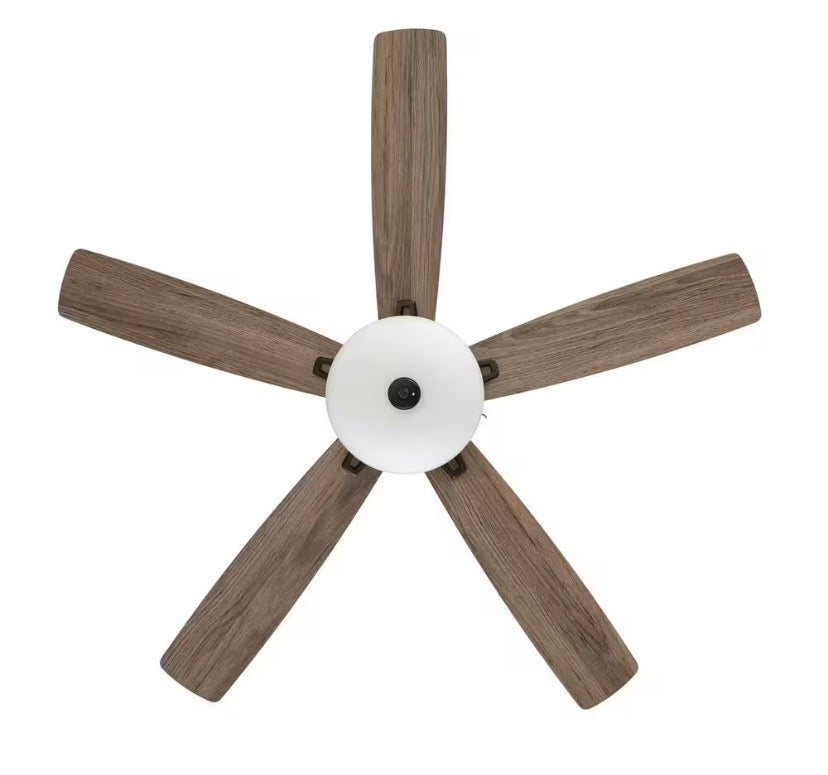 Melrose 52 in. Indoor LED Hugger Bronze Dry Rated Ceiling Fan with Light Kit and 5 Reversible Blades