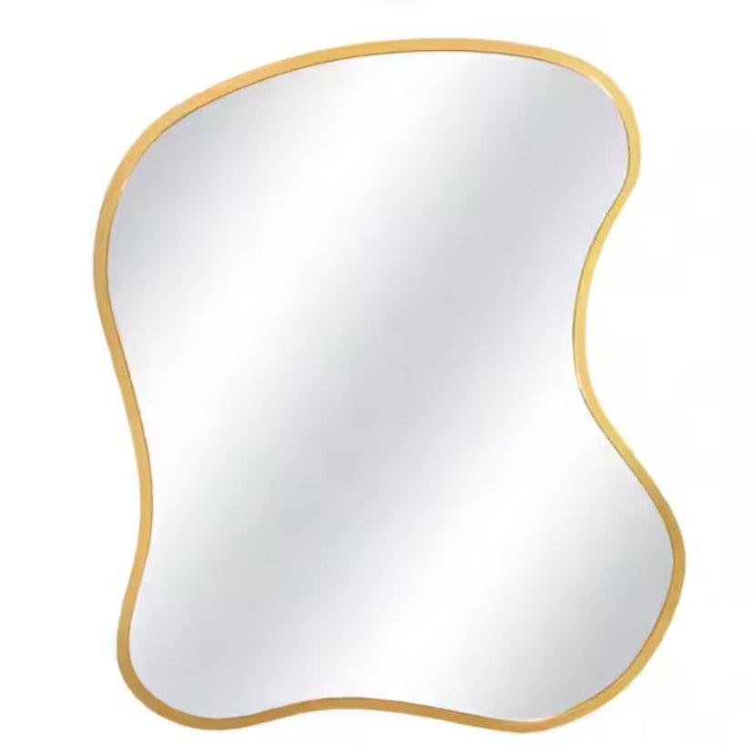 20 in. W x 24 in. H Irregular Gold Aluminum Alloy Framed Asymmetrical Wall Mirror