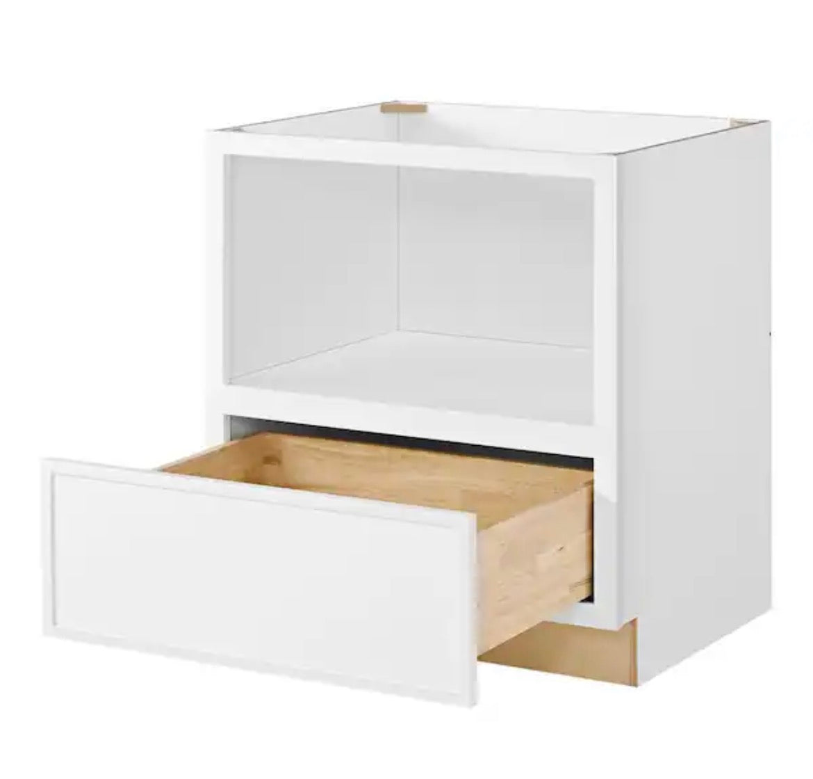 Leyton 30 in. W x 24 in. D x 34.5 in. H Ready to Assemble Plywood Slim Shaker Microwave Base Cabinet in Alpine White