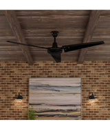 Industrial 60 in. Indoor/Outdoor Black Ceiling Fan with Wall Control, Downrod and Powerful Reversible Motor