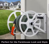 200 ft. White Steel Dual mount Wall Mounted Garden Hose Reel