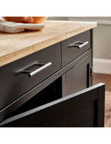 Glenville Black Rolling Kitchen Cart with Butcher Block Top and Double-Drawer Storage (42" W)