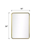 16 in. W x 24 in. H Rectangular Recessed Surface Mount Medicine Cabinet Mirror Gold