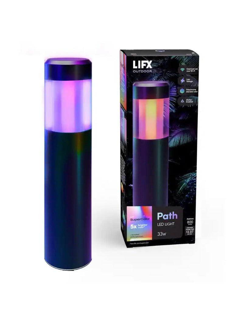 Low Voltage Black RGB Integrated LED Smart Wi-Fi Round Landscape Path Light, Works with Alexa/Hey Google/HomeKit/Siri