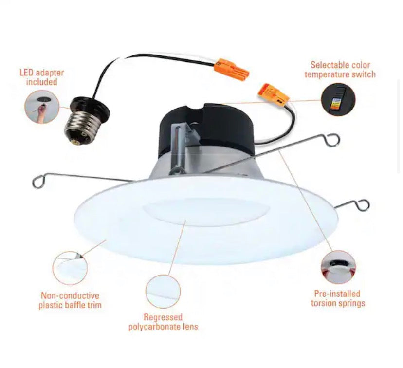 LT 5/6 in. LED Retrofit Module with Baffle Trim Selectable 5CCT 750-Lumens