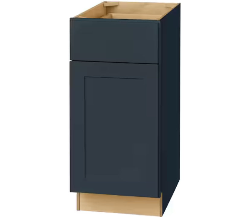Avondale 15 in. W x 24 in. D x 34.5 in. H Ready to Assemble Plywood Shaker Base Kitchen Cabinet in Ink Blue