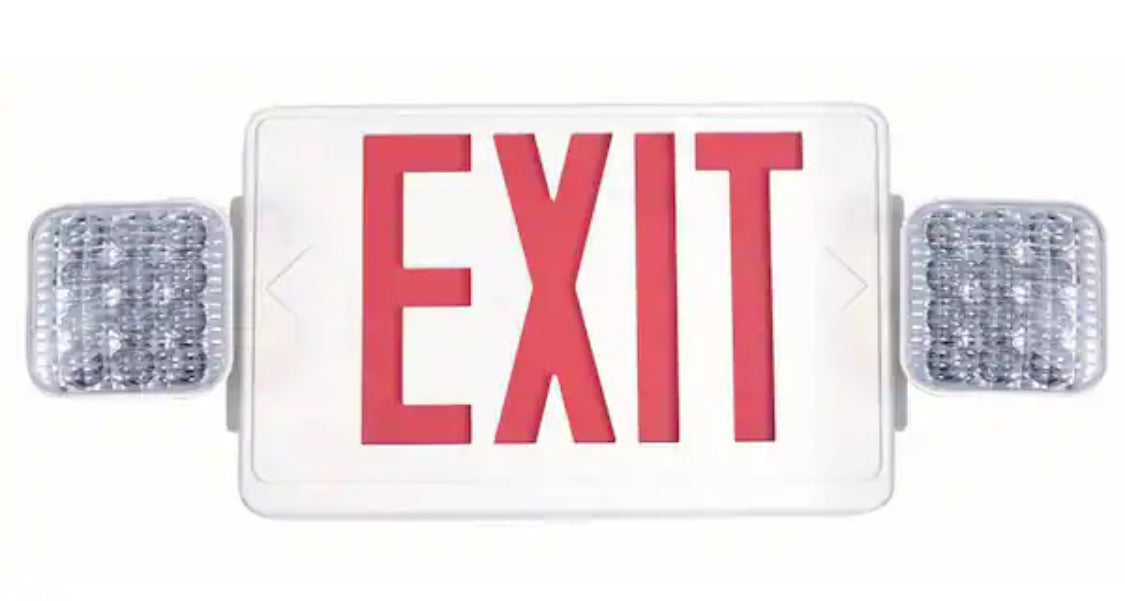 Combo 14-Watt Equivalent Integrated LED White Exit Sign and Emergency Light with Ni-Cad 9.6-Volt Battery