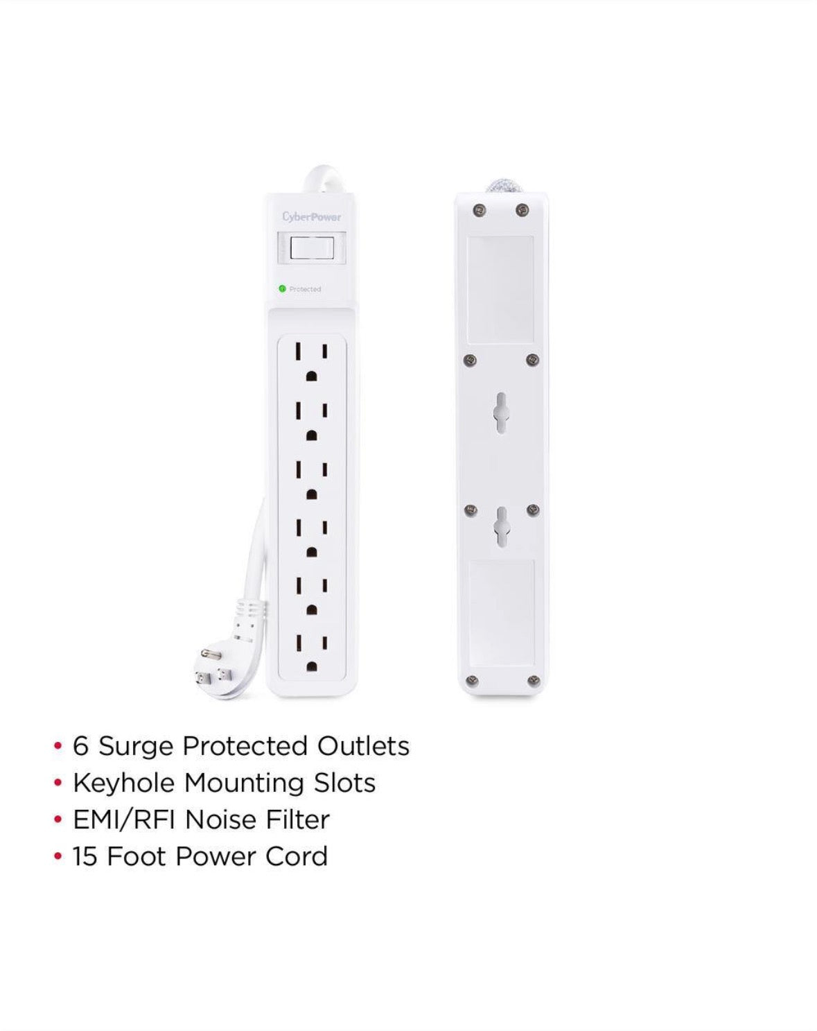 15 ft. 6-Outlet Cord 1500J Surge Protector