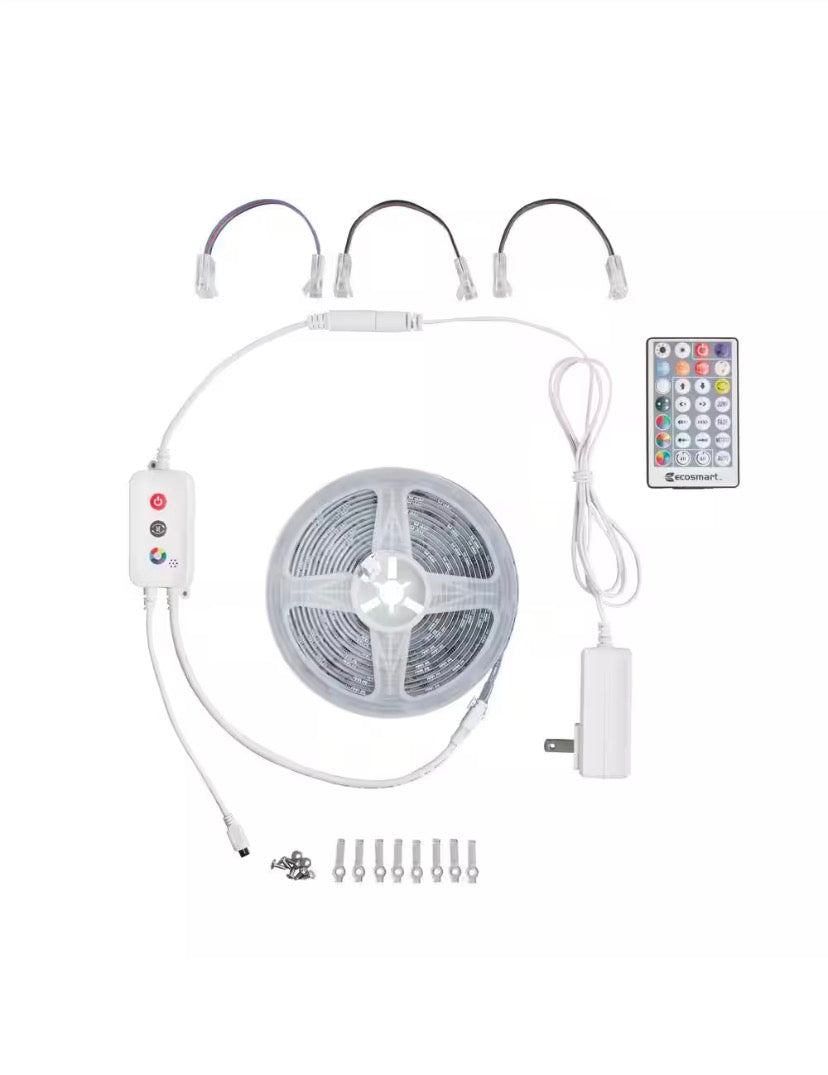 16.4FT RGBWIC Dynamic Color Changing Dimmable Linkable Plug-In LED Strip Light with Remote Control