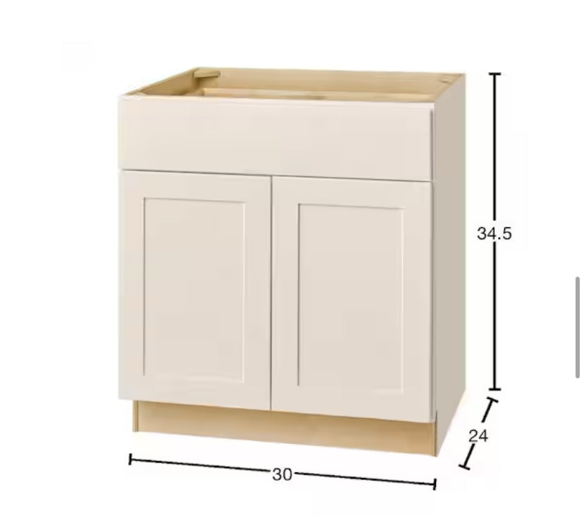 Avondale 30 in. W x 24 in. D x 34.5 in. H Ready to Assemble Plywood Shaker Base Kitchen Cabinet in Antique White
