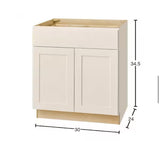 Avondale 30 in. W x 24 in. D x 34.5 in. H Ready to Assemble Plywood Shaker Base Kitchen Cabinet in Antique White