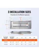 24 x 8 in Drop-in Fire Pit Pan, Rectangular Stainless Steel Fire Pit Burner Kit, Propane Gas Fire Pan 120,000 BTU