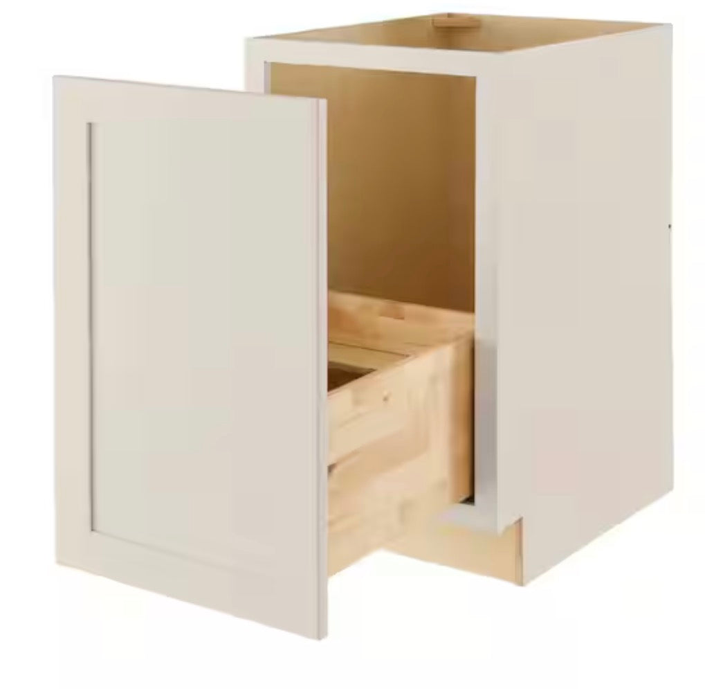 Avondale 18 in. W x 24 in. D x 34.5 in. H Ready to Assemble Plywood Shaker Trash Can Kitchen Cabinet in Antique White
