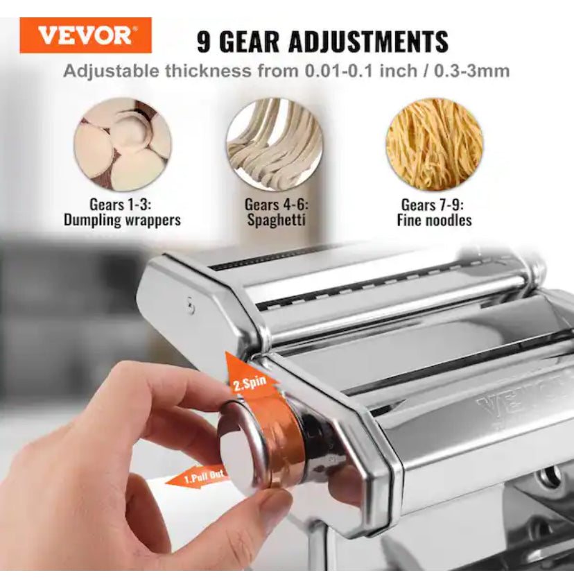 Pasta Maker Machine 9 Adjustable Thickness Settings Noodles Maker Manual Hand Press Pasta Making Kitchen Tool Kit