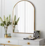 24 in. W x 36 in. H Arched Gold Aluminum Alloy Framed Wall Mirror Decorative Wall Mirror