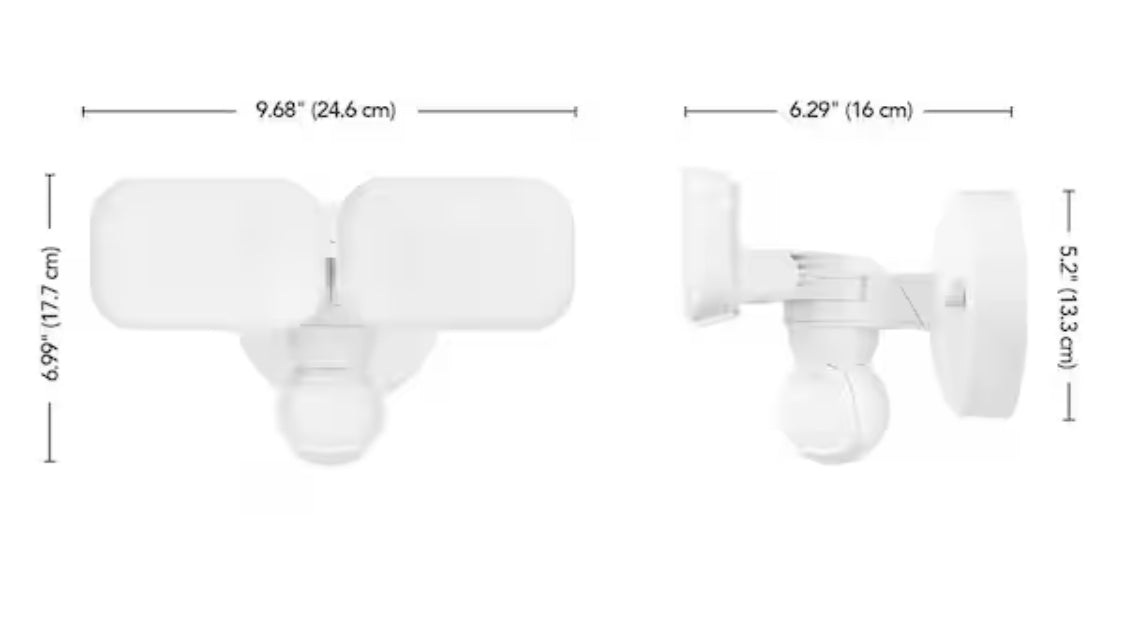 MaxDetect 240Â° Motion Sensor Wired Outdoor Exterior 2-Head LED Flood Light 2000L Wi-Fi/Bluetooth Hubspace