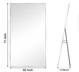 32 in. W. x 71.2 in. H Modern Rectangle Aluminum Alloy Full Length Mirror Sliver Wall Mirror/Floor Mirror