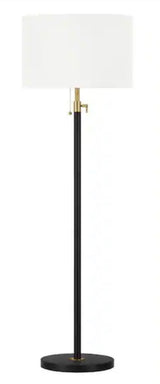 Alderston 65 in. Matte Black and Antique Brass Adjustable Standard Floor Lamp