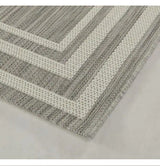 Gray 6 ft. x 9 ft. Border Indoor/Outdoor Area Rug