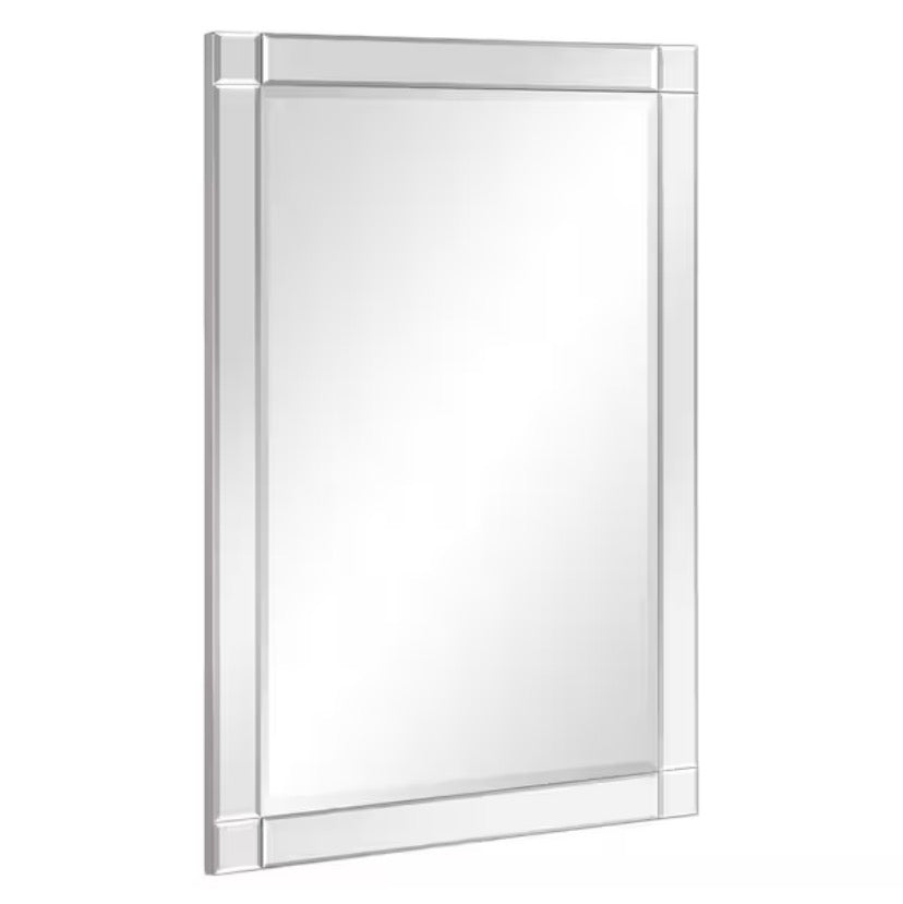Medium Rectangle Clear Beveled Glass Contemporary Mirror (36 in. H x 24 in. W)