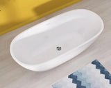 55 in. x 29.5 in. Acrylic Free Standing Soaking Tub Oval Freestanding Tubs Stand Alone Soaker Bathtub in Glossy White