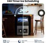 14.17 in. 80 lb. Full Size Cubes Freestanding/Built-In Ice Maker in Black Stainless Steel with Dual Water Supply Options