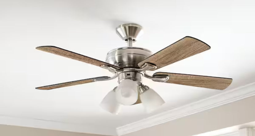 Riley 44 in. Indoor LED Brushed Nickel Ceiling Fan with Light Kit, 5 QuickInstall Reversible Blades and Remote Control