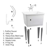 24 in. W x 24 in. D x 35 in. H Freestanding Laundry/Utility Sink in White with Stainless Steel Pull-Out Faucet